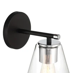 Carlisle Vanity Wall Sconce, Matte Black and Chrome