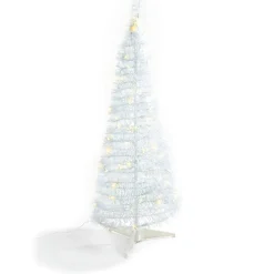 Carroll 4 Foot Pre-Lit White Tinsel Pop Up Tree