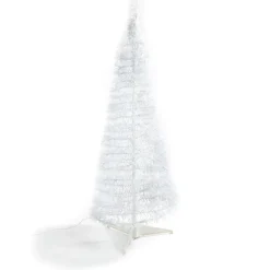 Carroll 4 Foot Pre-Lit White Tinsel Pop Up Tree