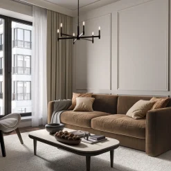 Carson 6 Light Chandelier, Matte Black