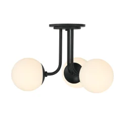 Castell 3 Globe LED Semi-Flush, Matte Black