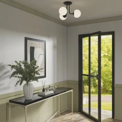 Castell 3 Globe LED Semi-Flush, Matte Black