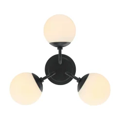 Castell 3 Globe LED Semi-Flush, Matte Black