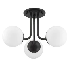 Castell 3 Globe LED Semi-Flush, Matte Black