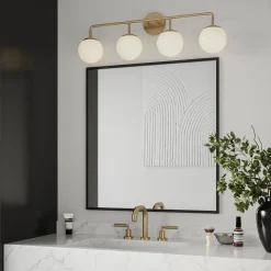 Castell 4 Globe LED Vanity, Aged Brass