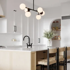 Castell 6 Globe Linear LED Pendant, Matte Black