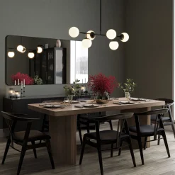 Castell 6 Globe Linear LED Pendant, Matte Black