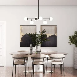 Castell 6 Globe Linear LED Pendant, Matte Black