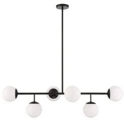Castell 6 Globe Linear LED Pendant, Matte Black