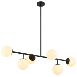 Castell 6 Globe Linear LED Pendant, Matte Black