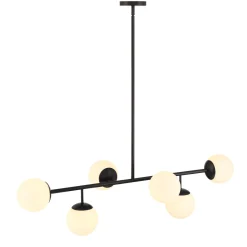 Castell 6 Globe Linear LED Pendant, Matte Black