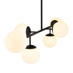 Castell 6 Globe Linear LED Pendant, Matte Black