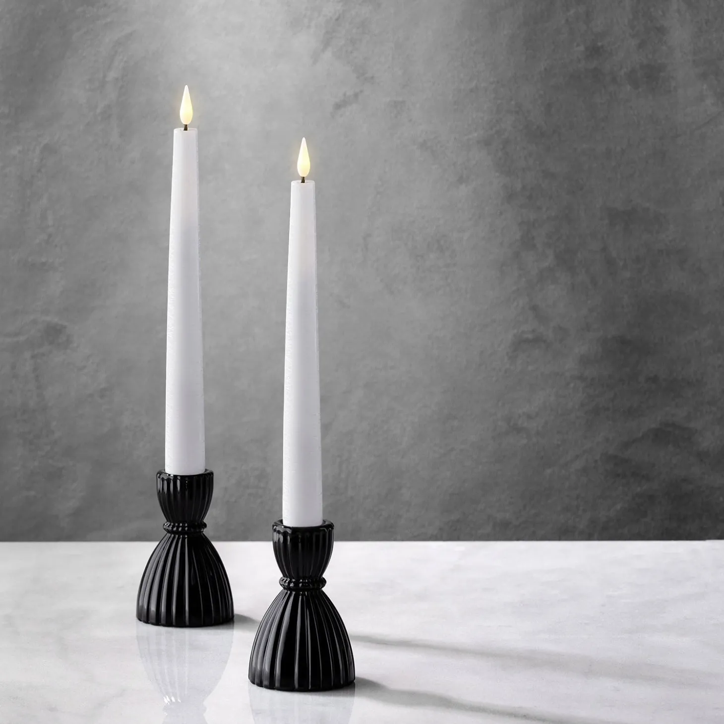 Cecilia Small Candle Holders in Opal Black, Set of 2