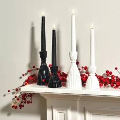 Cecilia Small Candle Holders in Opal Black, Set of 2