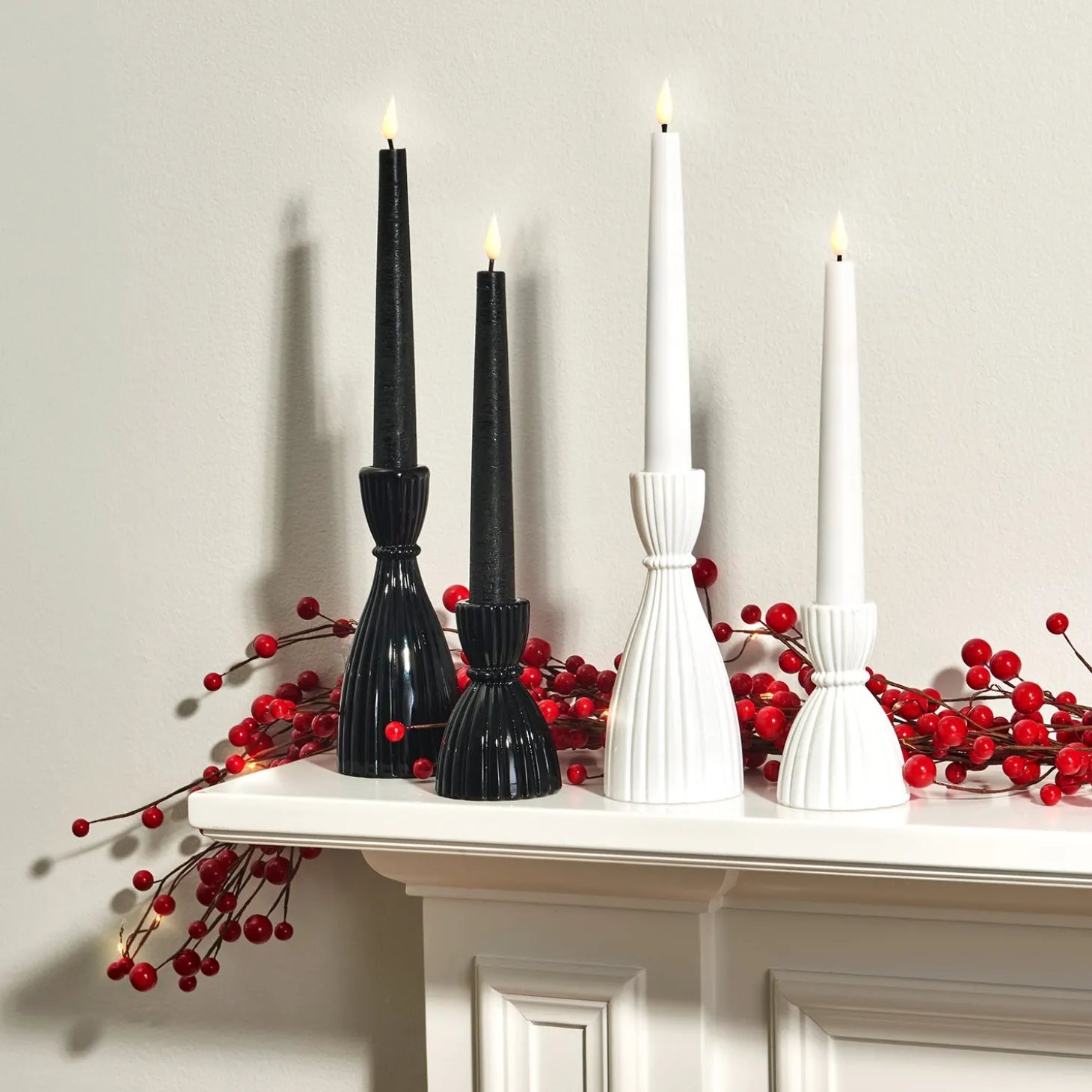 Cecilia Small Candle Holders in Opal Black, Set of 2