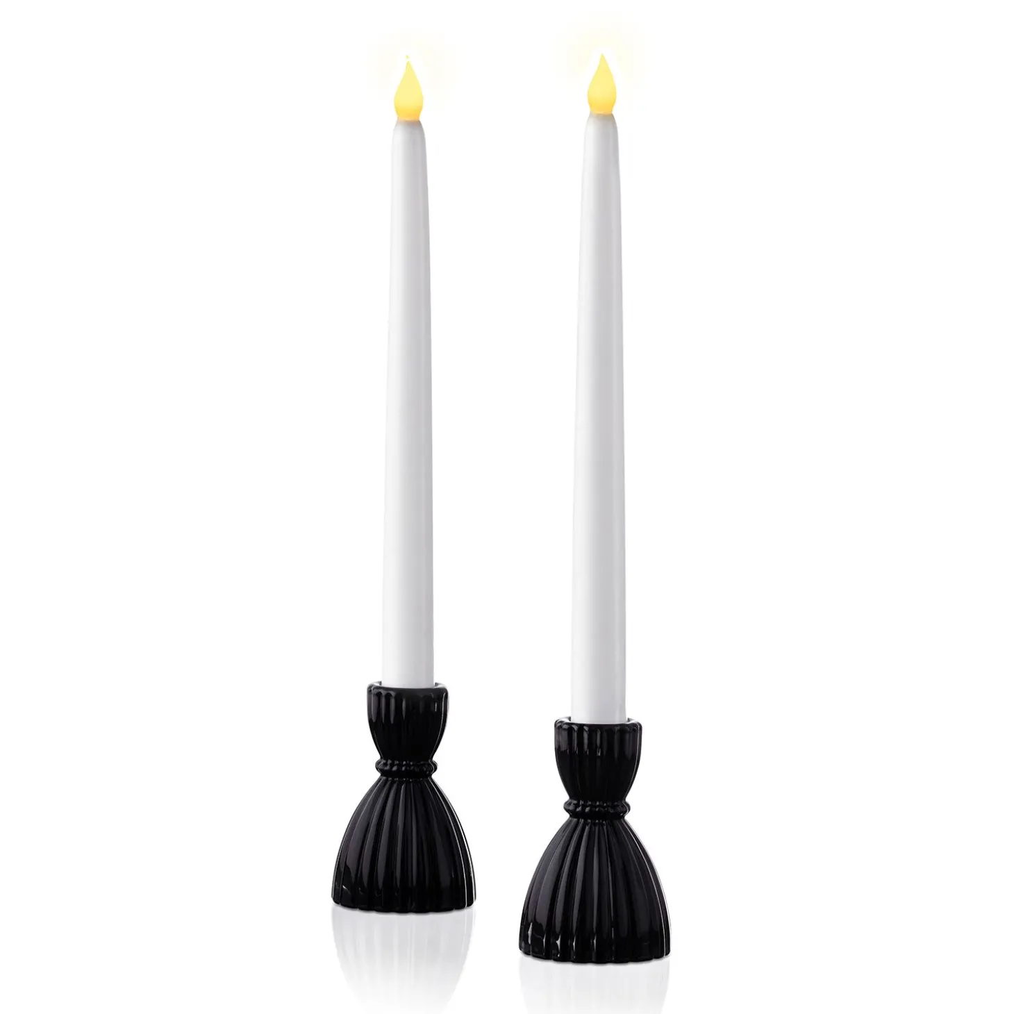 Cecilia Small Candle Holders in Opal Black, Set of 2