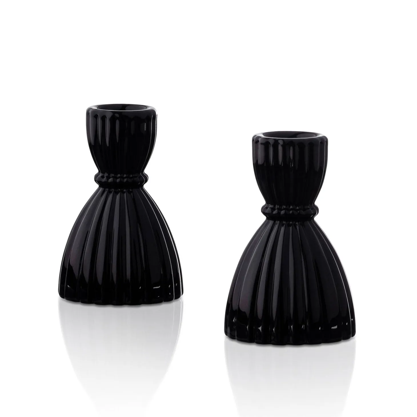 Cecilia Small Candle Holders in Opal Black, Set of 2
