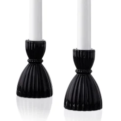 Cecilia Small Candle Holders in Opal Black, Set of 2
