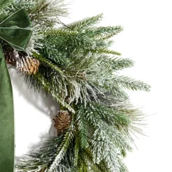 Cypress Winter Wreath with 100 LEDs and Velvet Bow