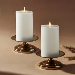 Demi 4" Pillar Candle Holder, Gold, Set of 2