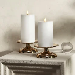 Demi 4" Pillar Candle Holder, Gold, Set of 2