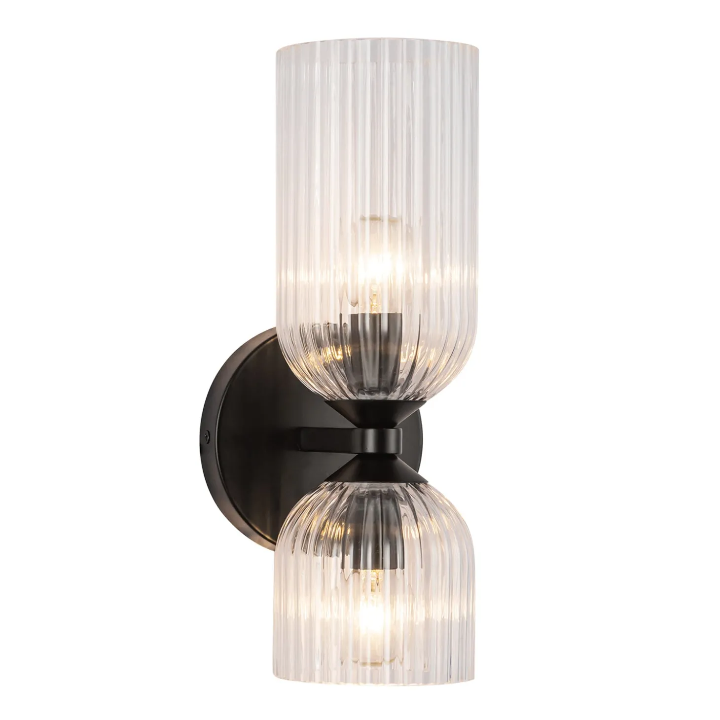Elle Wall Sconce, Matte Black and Clear Glass