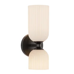 Elle Wall Sconce, Matte Black and Milk Glass