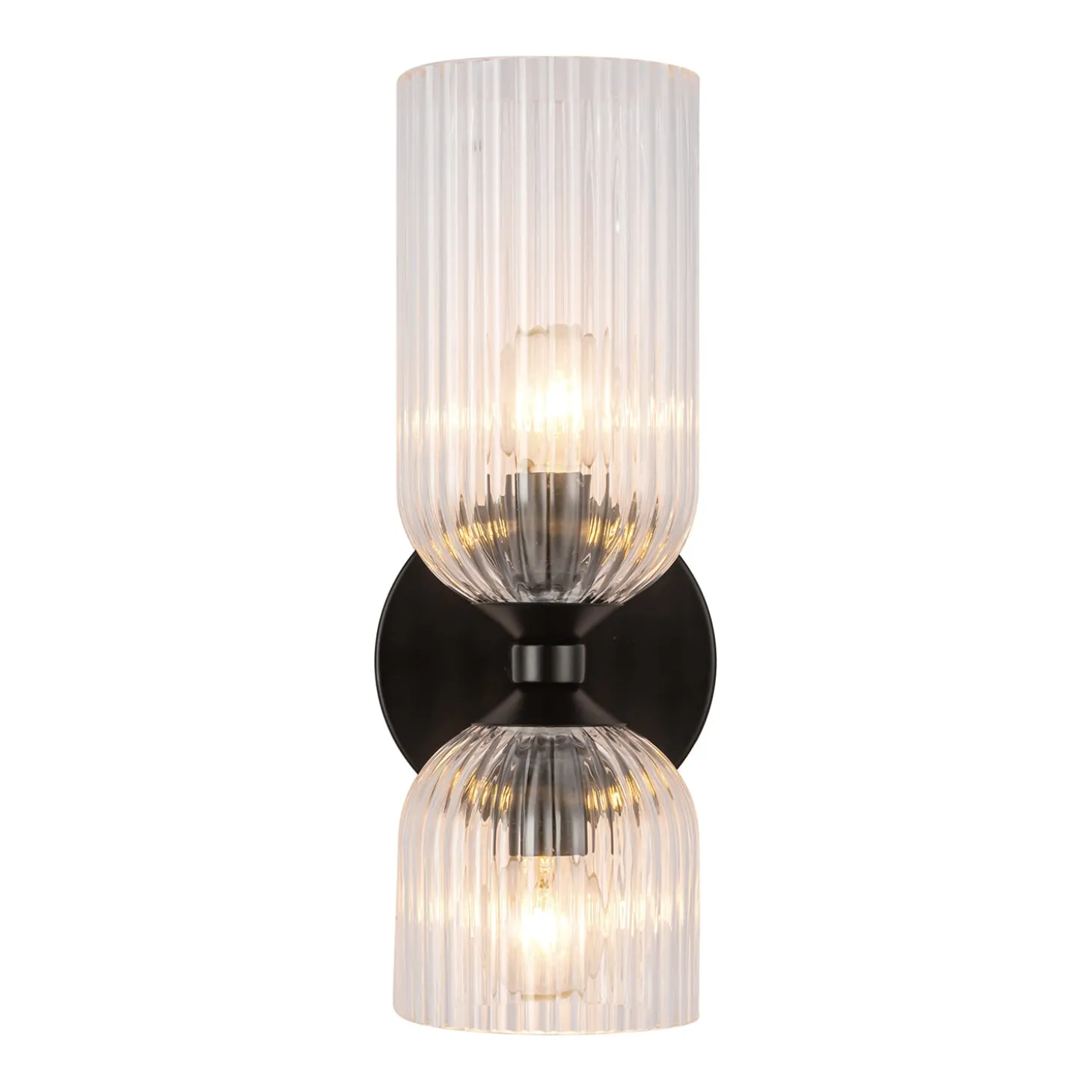 Elle Wall Sconce, Matte Black and Clear Glass