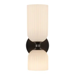 Elle Wall Sconce, Matte Black and Milk Glass