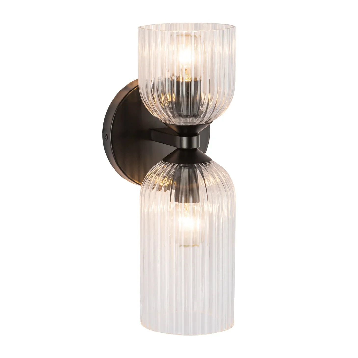 Elle Wall Sconce, Matte Black and Clear Glass