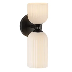 Elle Wall Sconce, Matte Black and Milk Glass
