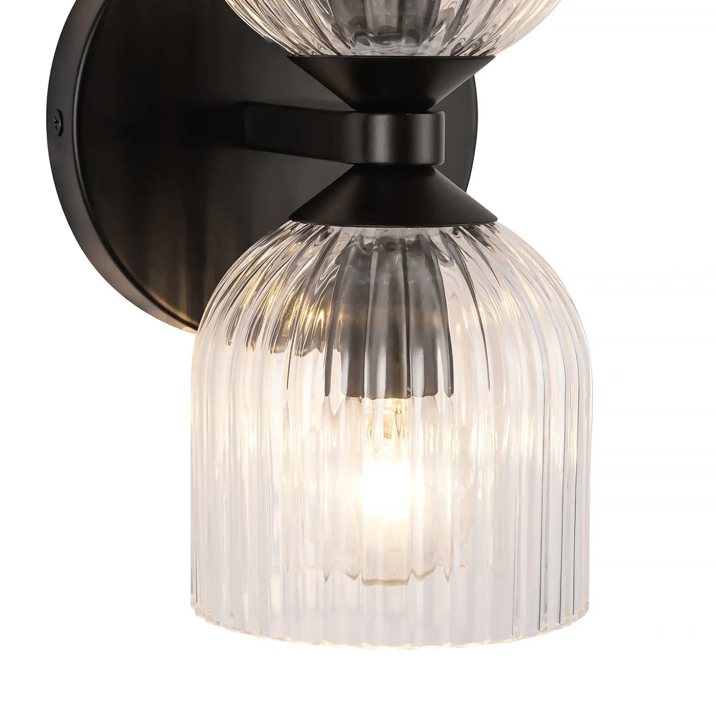 Elle Wall Sconce, Matte Black and Clear Glass