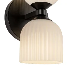 Elle Wall Sconce, Matte Black and Milk Glass