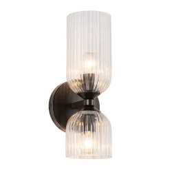 Elle Wall Sconce, Matte Black and Clear Glass
