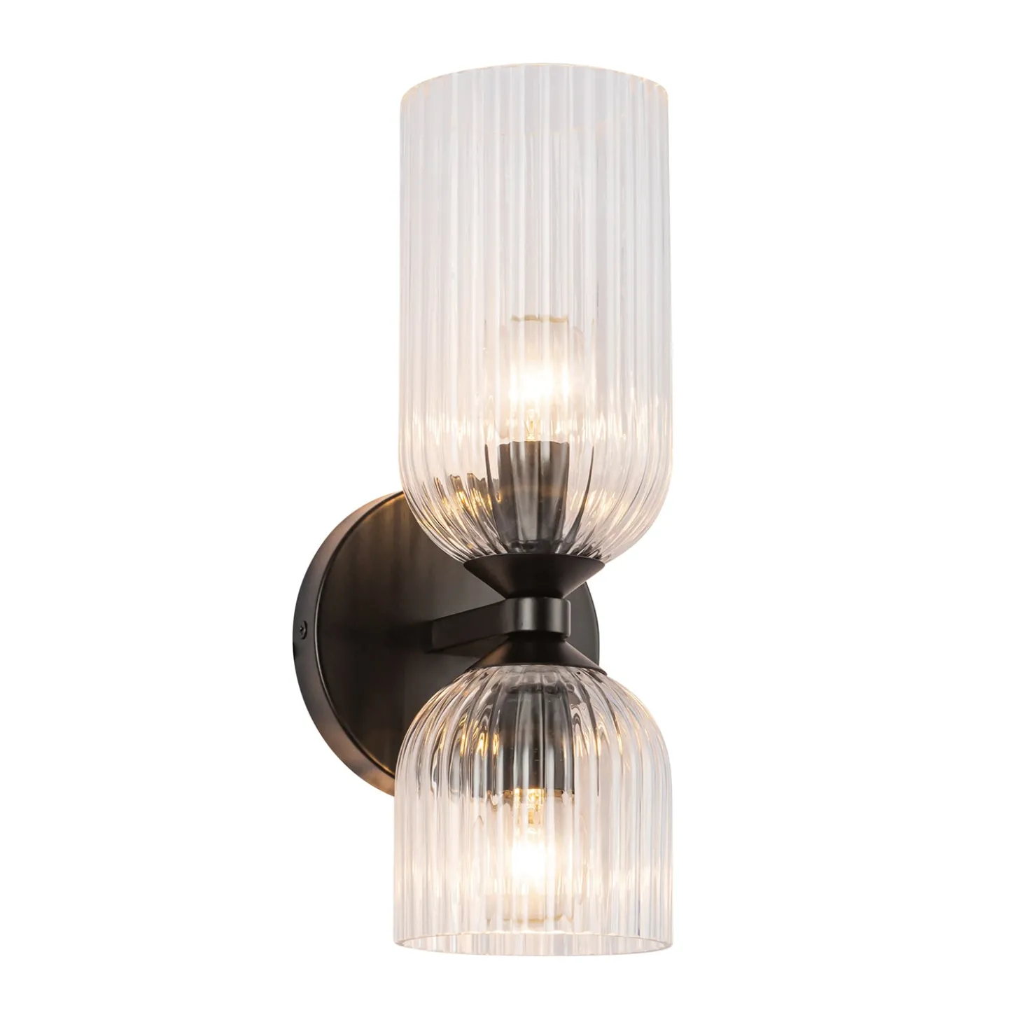Elle Wall Sconce, Matte Black and Clear Glass