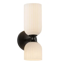 Elle Wall Sconce, Matte Black and Milk Glass