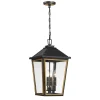 Ellington Outdoor Hanging Light, Black and Textured Gold