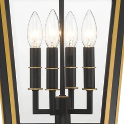 Ellington Outdoor Hanging Light, Black and Textured Gold