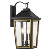 Ellington Outdoor Wall Light, Medium 19" Black and Textured Gold