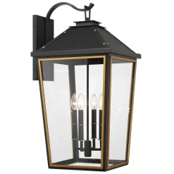 Ellington Outdoor Wall Light, Extra Large 30" Black and Textured Gold