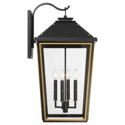 Ellington Outdoor Wall Light, Extra Large 30" Black and Textured Gold