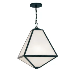 Emmett Outdoor Hanging Light, Black Charcoal and Opal Glass