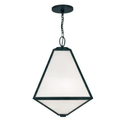 Emmett Outdoor Hanging Light, Black Charcoal and Opal Glass