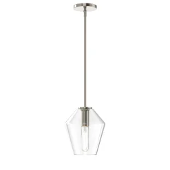 Eva 9" Clear Diamond Pendant, Polished Nickel