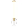Eva 9" Clear Diamond Pendant, Satin Brass