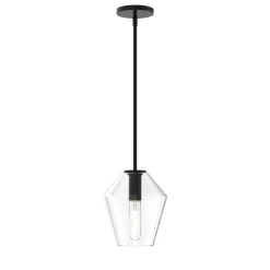 Eva 9" Clear Diamond Pendant, Matte Black