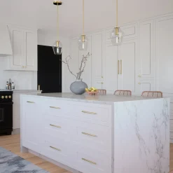 Eva 9" Clear Diamond Pendant, Satin Brass