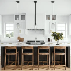 Eva 9" Clear Diamond Pendant, Matte Black