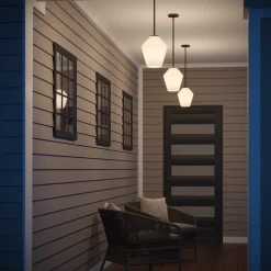 Eva 9" Opal Diamond Pendant, Matte Black