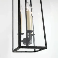 Everett Outdoor Hanging Light, Forged Iron Black